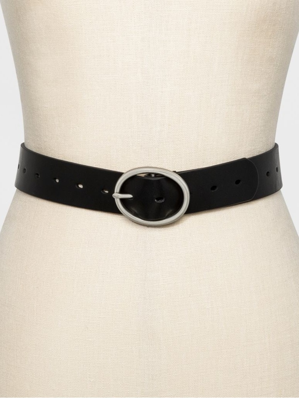 Black Belt with Silver Oval Buckle